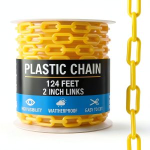 Plastic Chain Safety Barrier by Houseables 124ft Yellow 2in UV Weight-0
