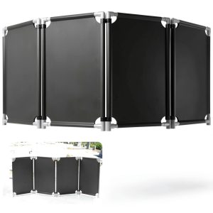 Safety Barricade 4 Panels 7.8FT Black Foldable Security Gate by ACTREY-0