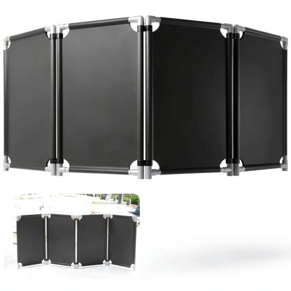 Safety Barricade 4 Panels 7.8FT Black Foldable Security Gate by ACTREY-0