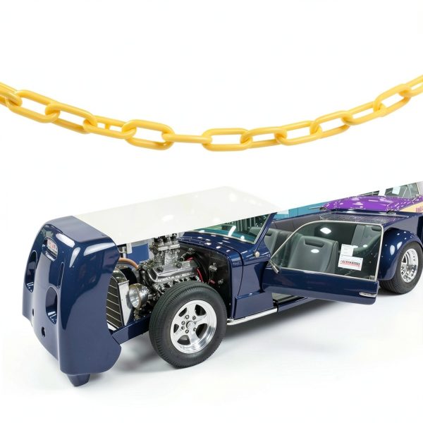 Yellow Plastic Chain 25ft, 1.42" Link, High Visibility Plastic Chain Barrier for Crowd Control, Parking Lot, Driveway, Construction, Fence, Indoor & Outdoor-3