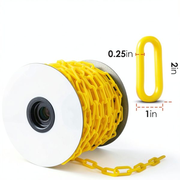 Plastic Chain Safety Barrier by Houseables 124ft Yellow 2in UV Weight-1