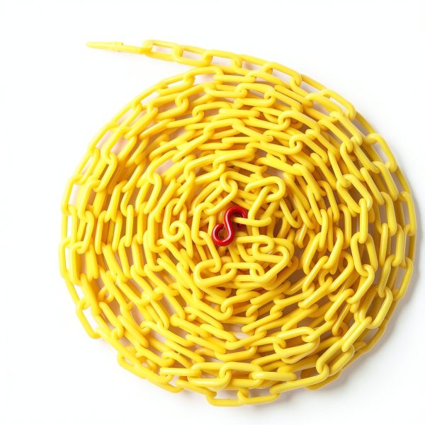 Yellow Plastic Chain 25ft, 1.42" Link, High Visibility Plastic Chain Barrier for Crowd Control, Parking Lot, Driveway, Construction, Fence, Indoor & Outdoor-4