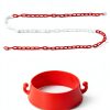 Plastic Safety Chain Barrier 32 Feet with 6 Cone Connectors, Traffic Chain Links for Driveway Parking, Crowd Control, Red & White-1