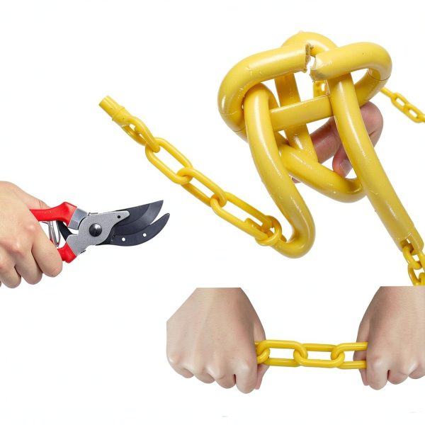 Yellow Plastic Chain 25ft, 1.42" Link, High Visibility Plastic Chain Barrier for Crowd Control, Parking Lot, Driveway, Construction, Fence, Indoor & Outdoor-5