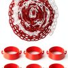 Plastic Safety Chain Barrier 32 Feet with 6 Cone Connectors, Traffic Chain Links for Driveway Parking, Crowd Control, Red & White-0