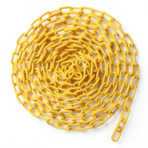 Yellow Plastic Chain 25ft, 1.42" Link, High Visibility Plastic Chain Barrier for Crowd Control, Parking Lot, Driveway, Construction, Fence, Indoor & Outdoor-0