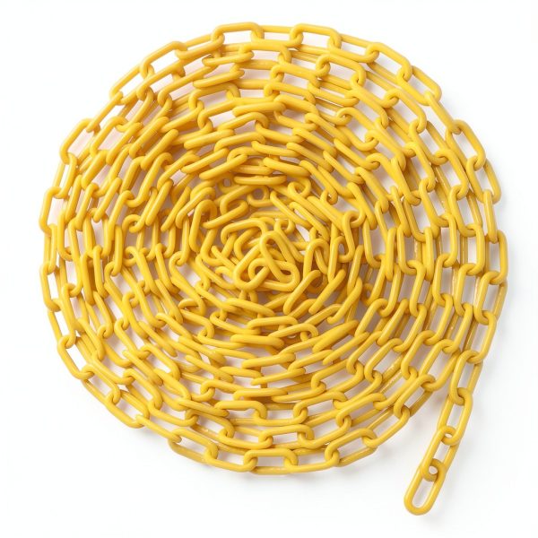 Yellow Plastic Chain 25ft, 1.42" Link, High Visibility Plastic Chain Barrier for Crowd Control, Parking Lot, Driveway, Construction, Fence, Indoor & Outdoor-0