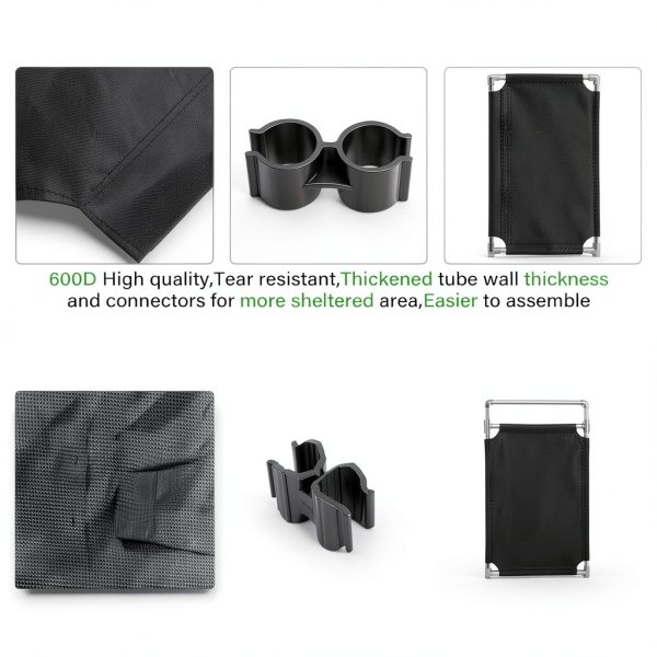 Safety Barricade 4 Panels 7.8FT Black Foldable Security Gate by ACTREY-2